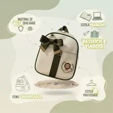 Mochila Bordada com Laço 🎀 Ideal para Escola, Passeios e Viagens!