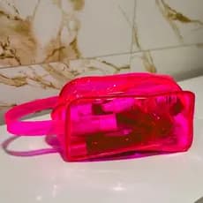 Necessaire Transparente Neon Pink
