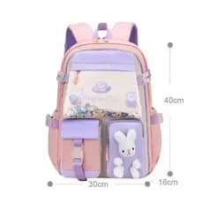 Mochila Infantil Rosa e Lilás com Estampa de Coelhinho e Brilho - Super Fofa!