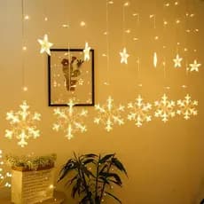 CASCATA DE ESTRELA COM FLOCO DE NEVE NA PONTA ,DECORAÇAO DE NATALINA ELEGANTE
