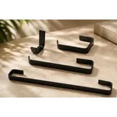 Kit Acessórios Para Banheiro Quadrado 4 Peças Preto Fosco