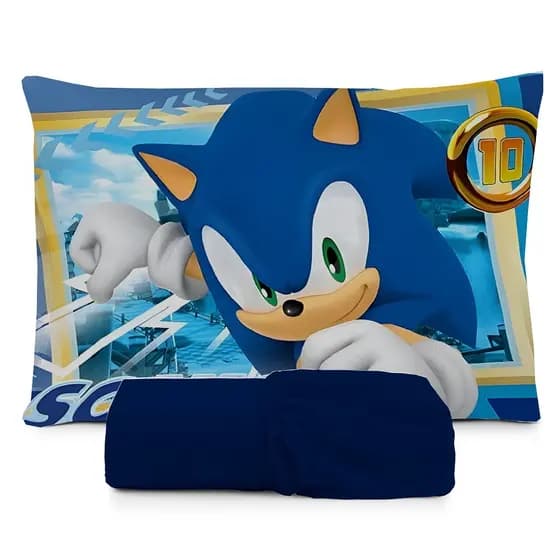 JOGO DE LENÇOL INFANTIL SOLTEIRO SONIC QUARTO DE MENINO  LENÇOL DE ELASTICO