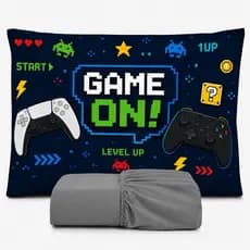 JOGO DE LENÇOL SOLTEIRO INFANTIL GAME GAMER FRONHA TRAVESSEIRO, LENÇOL DE ELASTICO