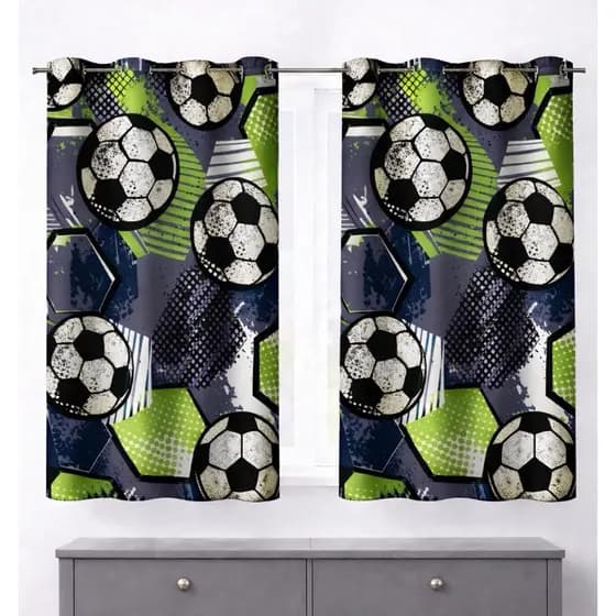 CORTINA INFANTIL PARA JANELA FUTEBOL  ILHÓS TECIDO ESTAMPADO