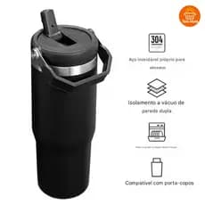 Garrafa Térmica com Flip Tumbl e Alça 600 900ML Aço Inoxidável para Caminhada e Trabalho