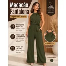 Macacão Feminino Longo Acinturado Tendencia Elegante Regata Festa Sofisticado Casamento Social Ajustavel Duna Trabalho a