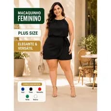 Macaquinho Short Saia Plus Size Duna Elegante Confortável Curto Ajustavel e Moderno