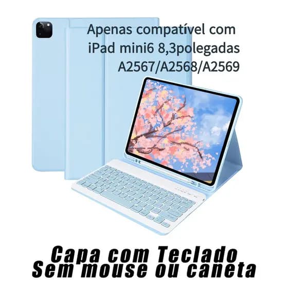 capa protetora anti-queda com Teclado iPad mini 6  8,3 polegadas A2567/A2568/A2569