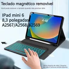 capa com Teclado retroiluminado para IPad mini 6(8,3 polegadas) A2567/A2568/A2569