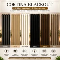 Cortina Blackout 2,80m x 2,50m Tampa Claridade 100% - Tampa Sol - Veda Luz - Quarto, Sala - Envio Imediato - Oferta