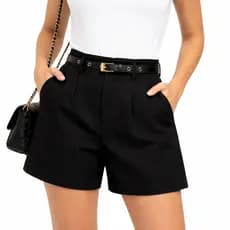 Shorts Alfaiataria Feminino Social com Cinto Cintura Alta - Envio Imediato