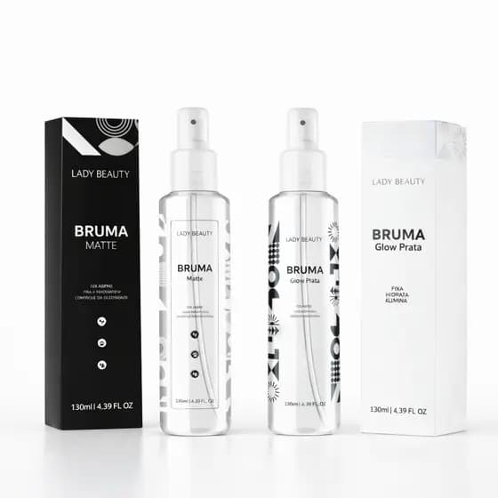 Kit 2 Bruma Fixadora de Maquiagem Matte & Brilhante 130ML Lady Beauty - Envio Imediato