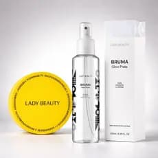 Kit Lady Beauty Bruma Glow Prata 130ml + Pó Banana Facial – Fixa, Hidrata e Ilumina a Maquiagem