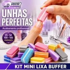 Kit 25/ 50 /100/150 Mini Lixas Buffer Bloco Quadrada Polidora Manicure Nail Designer Unhas Perfeitas