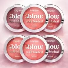 Blush Ruby Rose Linha BLOW Really Blushed – cor intensa, efeito saudável e acabamento aveludado, ideal para realçar maçã
