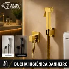Ducha Higiênica  Quadrada Dourada Preta Cromada Metal Inox Chuveirinho Intima Banheiro Luxo