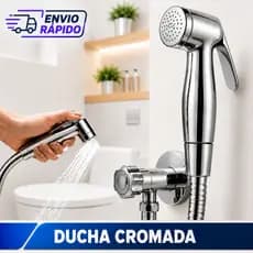 Ducha Higiênica Banheiro Cromada 100% Completa Mangueira Flexível ABS Chuveirinho Registro 1/4 Volta