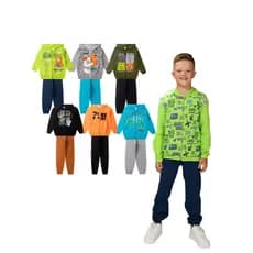 Kit 6 Peças Moletom Masculino 3 Casacos c/ Estampas Zíper e Capuz + 3 Calças Lisas Infantil Menino