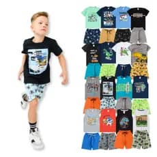 Kit Sortido 20 Peças Masculino 5 Camisetas 5 Regatas + 10 Bermudas Infantil Juvenil 10 Conjuntos