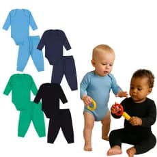 Kit 3 Conjuntos Body Manga Longa + Calça Masculino/Menino Ribana Canelada Bebê Inverno do P ao G