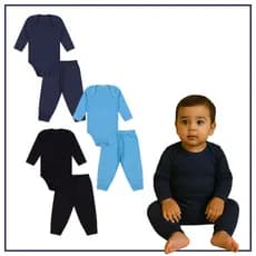 Kit Sortido 3 Conjuntos Bodys Manga Longa + Calça Masculino/Menino Bebê Inverno Liso Canelado P ao G