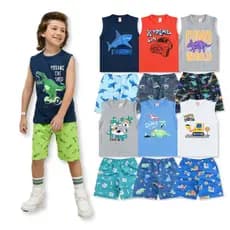 Kit Sortido Conjuntos Regatas + Bermudas Infantil Juvenil Menino/Masculino - Conjuntos Verão