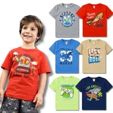 Kit Sortido Camisetas Masculina/Menino Infantil e Juvenil - Blusa Manga Curta Roupa de Verão