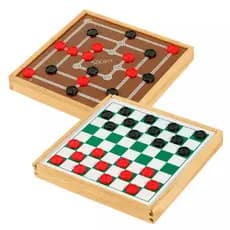 Tabuleiro De Dama Jogo Trilha 2 em 1 Estojo De Madeira