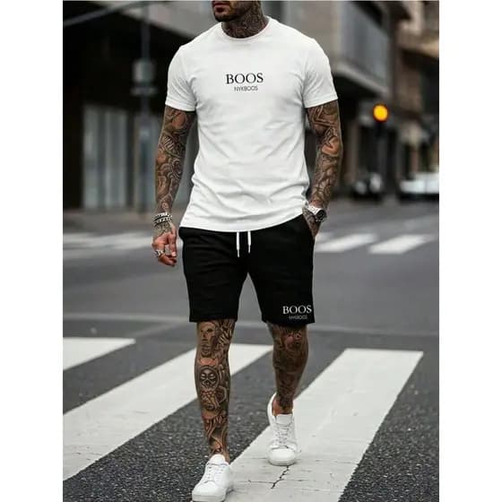 Kit Camiseta 100% Algodão Premium + Short Tectel Moda Verão Promoção de Lançamento
