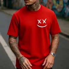 Camiseta Masculina Streetwearn Smile Malha Algodão Blusa Unissex Manga Curta Gola Redonda