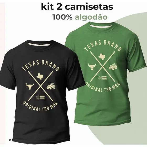 kit 2 Camiseta Country Masculina Texas 100% Algodão Premium lançamento
