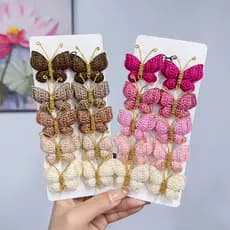 10 Pçs/set Bebê Meninas Tricô Borboleta Liga Grampos De Cabelo Crianças Cor Sólida Bowknot Acessórios Atacado
