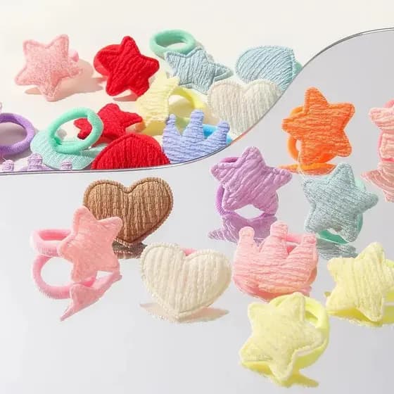 30 Unidades/Pacote Meninas Artesanais Dos Desenhos Animados Coração Coroa Mini Corda De Cabelo Bonito Crianças Acessório
