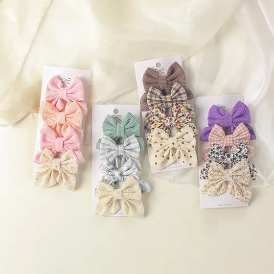 4 Pçs/set Novo Linho Impresso Bowknot Grampo De Cabelo Menina Bonito Estilo Campo Headwear Verão Fresco Crianças Acessór