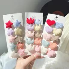 10 Peças/Set Meninas Bonito Cor Sólida Coroa Coração Mini Hairpin Artesanal Crianças Acessórios Para O Cabelo Moda Cocar
