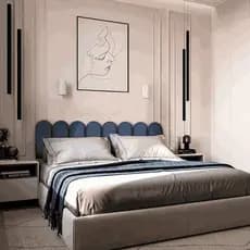 Kit Cabeceira Estofada Adesiva em Modulos Nuvem 20x45 para Cama de Solteiro Casal Queen King Box