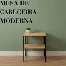 2 Mesa de Cabeceira Base de Ferro Tampo de Madeira Estilo Industrial Decoração