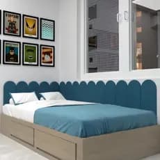 Kit Cabeceira Estofada Adesiva em Modulos Nuvem 45x20 para Cama