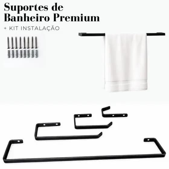 Kit Suporte para Banheiro em Premium – Não Enferruja e Não Desbota