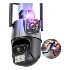 Camera Segurança Externa Lente Dupla 4k Sirene Policial Sensor De Movimento