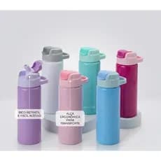 Squeeze de Alumínio Personalizável 600ml com Bico Flip Top e Canudo academia treino Presente