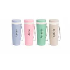 Copo Personalizado Isotérmico Fibra de Bambu 350ml | Com Alça | Livre de BPA