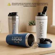 Shaker Coqueteleira PERSONALIZADA Academia Aço Inox 900ml Com Mola E Trava Anti-vazamento