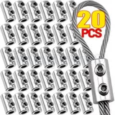 5/20 peças de Grampos para Cabo de Aço - Grampos de Suspensão de Cabo com Duplo Furo - Clipe de Cobre de Alta Resistênci