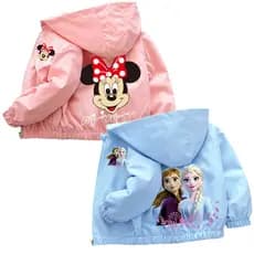 Jaqueta com Capuz e Zíper para Adolescentes, Casual, à Prova de Vento, Primavera-Outono, Infantil, com Estampa de Desenh