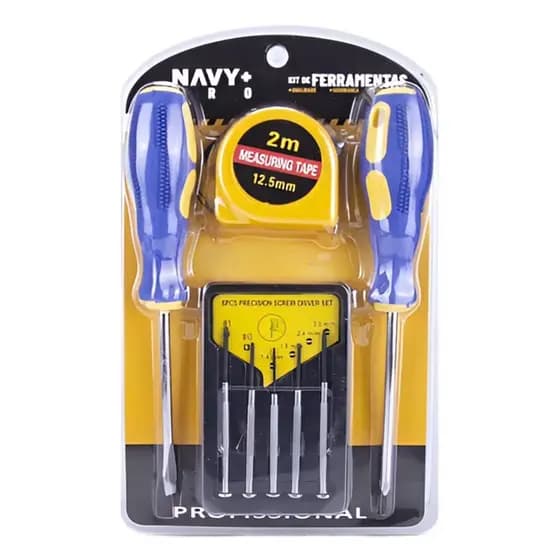 Kit Ferramentas MB Led Trena 2m Chave Fenda Philips Precisão