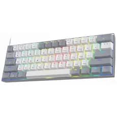 HUO JI teclado mecânico portátil jogo 60% RGB LED retroiluminado compacto 61 teclas mini teclado para escritório com fio