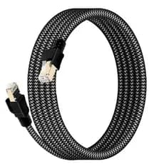 Cabo de Rede Cat8 HUOJI 40Gbps Alta Velocidade Redondo Trançado Blindado RJ45 Banhado a Ouro (1m a 10m)