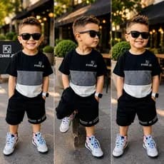 Conjunto Infantil Masculino Kvani Joy - Bermuda + Camiseta Dry-Fit Veste 2 a 12 anos