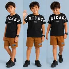 Conjunto De Camiseta Degrade + Bermuda Infantil Masculino Da Kvani Joy 2026 roupa estilosa menino
